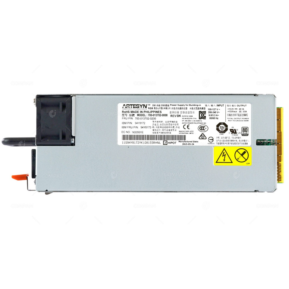 94Y8173 IBM 550W HIGH EFFICIENCY POWER SUPPLY FOR IBM SYSTEM X3650 X3550 M5